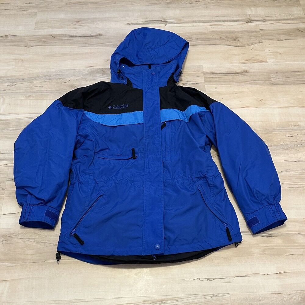 Columbia Boulder Ridge Women Large Winter Jacket Black Blue Full Zip VTG